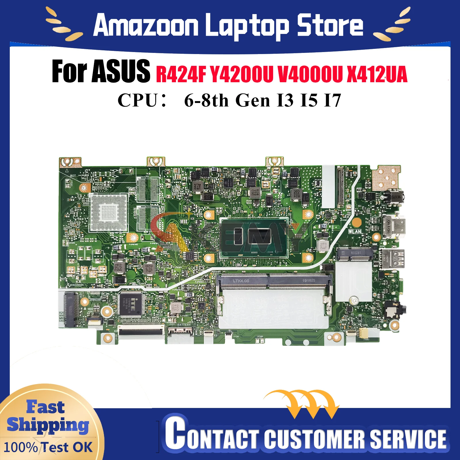 X412UA Laptop Motherboard For ASUS VivoBook V4000U X412UA Y4200U X412UF X412U X412UB R424F Mainboard With I3 I5 I7 CPU tests OK
X412UA Laptop Motherboard For ASUS VivoBook V4000U X412UA Y4200U X412UF X412U X412UB R424F Mainboard With I3 I5 I7 CPU tests OK