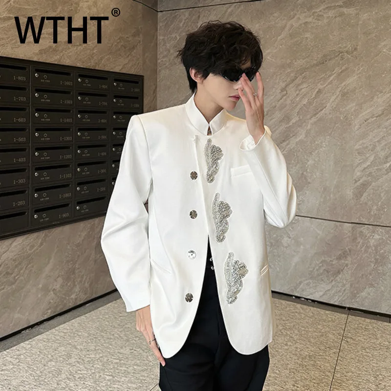 WTHT модный мужской однотонный пиджак с тяжелой промысленной вышивкой и бисером, модная мужская куртка с воротником-стойкой и длинными рукавами 2A0429
WTHT модный мужской однотонный пиджак с тяжелой промысленной вышивкой и бисером, модная мужская куртка с воротником-стойкой и длинными рукавами 2A0429
