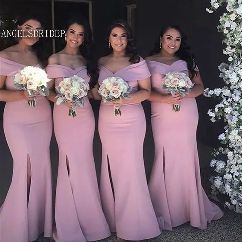 Angelsbridep Side Split Pink Mermaid Bridesmaid Dresses Off The Shoulder Long Women's Dresses For Wedding Party Vestido De Noche
Angelsbridep Side Split Pink Mermaid Bridesmaid Dresses Off The Shoulder Long Women's Dresses For Wedding Party Vestido De Noche