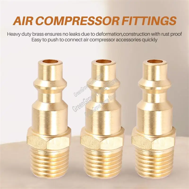 Brass 1/4 Inch NPT Male Air Hose Quick Connect Adapter,Air Coupler Plug Kit,Air Compressor Fittings 10Pcs (Male NPT)-A57M
Brass 1/4 Inch NPT Male Air Hose Quick Connect Adapter,Air Coupler Plug Kit,Air Compressor Fittings 10Pcs (Male NPT)-A57M