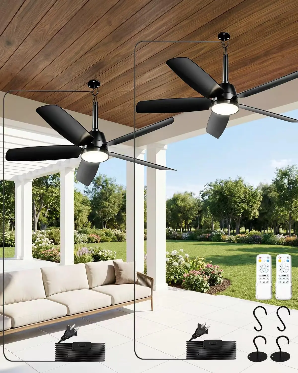 36-Inch Plug-In Outdoor Ceiling Fan with Remote and Light, Waterproof, 5-Blade Small Fan for Porch, Gazebo, Pergola, Quiet Modern, 2-Black
36-Inch Plug-In Outdoor Ceiling Fan with Remote and Light, Waterproof, 5-Blade Small Fan for Porch, Gazebo, Pergola, Quiet Modern, 2-Black