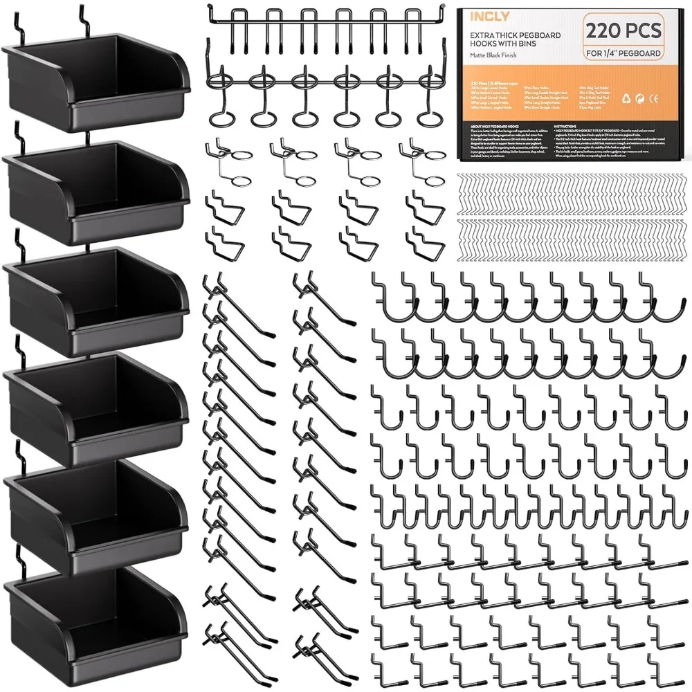 Extra Thick Pegboard Organizer Kit with Hooks Bins and Peg Lock for Garage Tool Storage
Extra Thick Pegboard Organizer Kit with Hooks Bins and Peg Lock for Garage Tool Storage