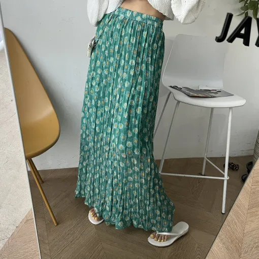 Spring Floral Pleated Half-length Skirt Korean Style Long Dress Women's Regular Fit Casual Wear Spring Autumn Winter
Spring Floral Pleated Half-length Skirt Korean Style Long Dress Women's Regular Fit Casual Wear Spring Autumn Winter