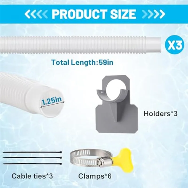 HGFLE-Pool Pump Hoses For Above Ground Pools - 1.25In Diameter Pool Pump Replacement Hose 59In Long Filter Pump 607, 637
HGFLE-Pool Pump Hoses For Above Ground Pools - 1.25In Diameter Pool Pump Replacement Hose 59In Long Filter Pump 607, 637