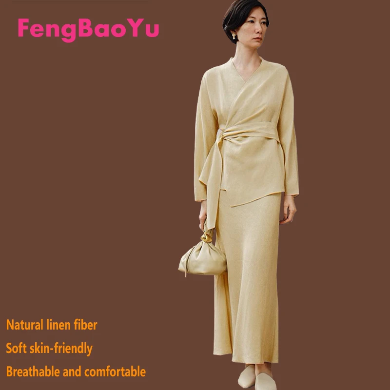 100% Natural Linen Women's Suit Khaki Color Lace-up Top and Skirt 2 Pieces Elegant Noble Business Casual Light Luxury Clothing
100% Natural Linen Women's Suit Khaki Color Lace-up Top and Skirt 2 Pieces Elegant Noble Business Casual Light Luxury Clothing