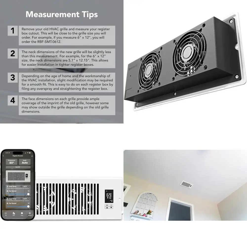 Smart App-Controlled 4 x 12 Quiet Ventilation Register with Auto On/Off and 10 Speed Settings
Smart App-Controlled 4 x 12 Quiet Ventilation Register with Auto On/Off and 10 Speed Settings
