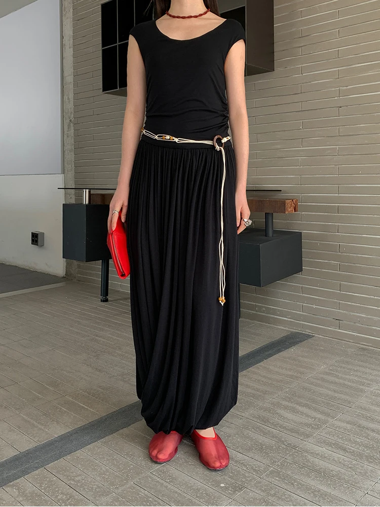 Fashion Fold Long Dresses Spring Women Short Sleeved Slim Solid Color Dress Summer High Waist Loose Pullover Knee Length Dress
Fashion Fold Long Dresses Spring Women Short Sleeved Slim Solid Color Dress Summer High Waist Loose Pullover Knee Length Dress
