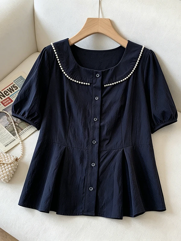 plus Size Short Sleeve Square Collar Embellished Shoulder Women's Shirt Korean Style Commute Fashion Regular Fit Summer New
plus Size Short Sleeve Square Collar Embellished Shoulder Women's Shirt Korean Style Commute Fashion Regular Fit Summer New