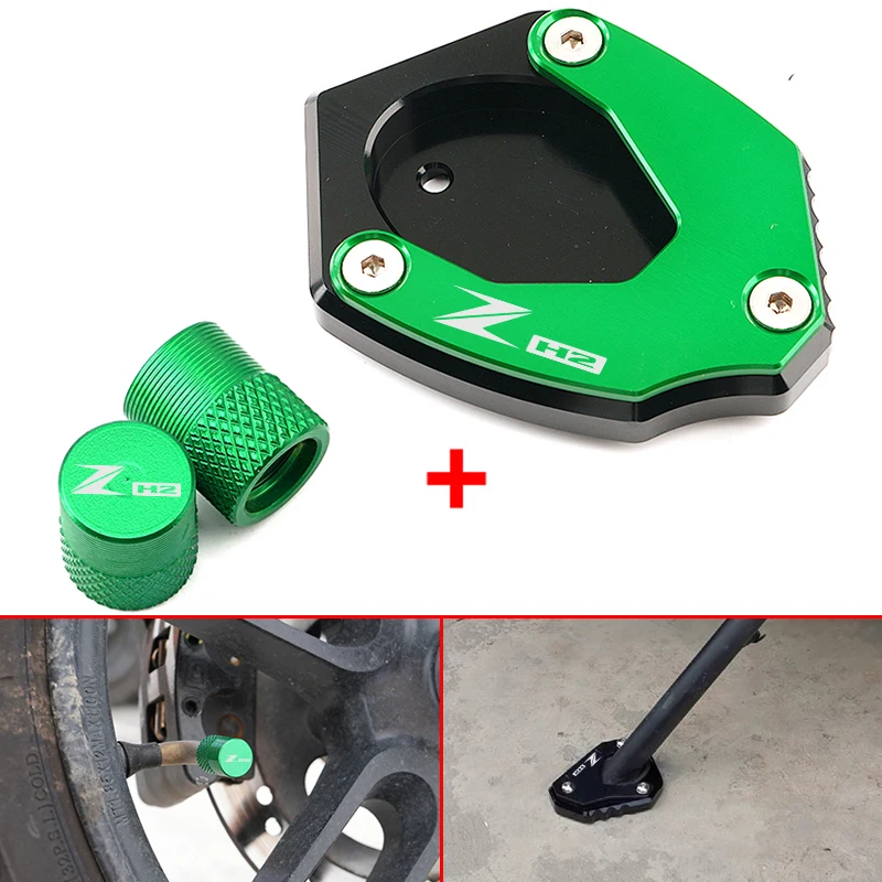 For KAWASAKI ZH2 ZH2 Z H2 2019-2025+ Motorcycle Side Stand Enlarged Plate Kickstand & Tire Valve Caps Accessories
For KAWASAKI ZH2 ZH2 Z H2 2019-2025+ Motorcycle Side Stand Enlarged Plate Kickstand & Tire Valve Caps Accessories