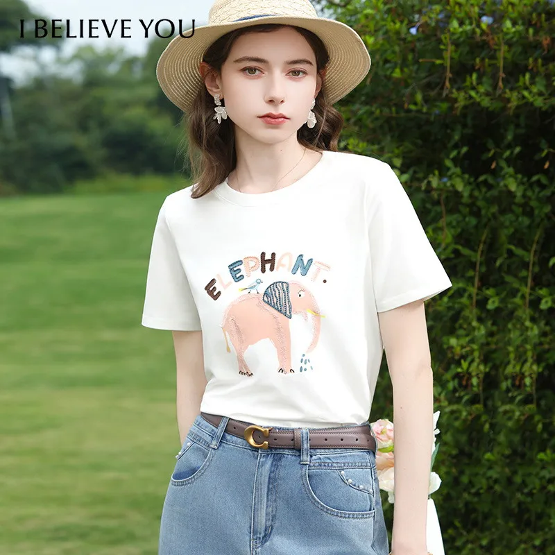 I BELIEVE YOU Short Sleeves Round Neck T-Shirt 2026 Summer New Fun Cartoon Elephant Embroidered Casual Top For Women 2261016233
I BELIEVE YOU Short Sleeves Round Neck T-Shirt 2026 Summer New Fun Cartoon Elephant Embroidered Casual Top For Women 2261016233