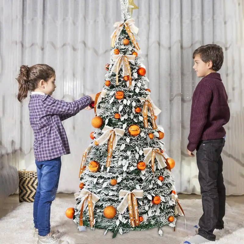 Folding Christmas Tree Snow Frosted Popup Christmas Trees with Bows and Balls 4.92ft Foldable xmas Tree Easily Install Lightweig
Folding Christmas Tree Snow Frosted Popup Christmas Trees with Bows and Balls 4.92ft Foldable xmas Tree Easily Install Lightweig