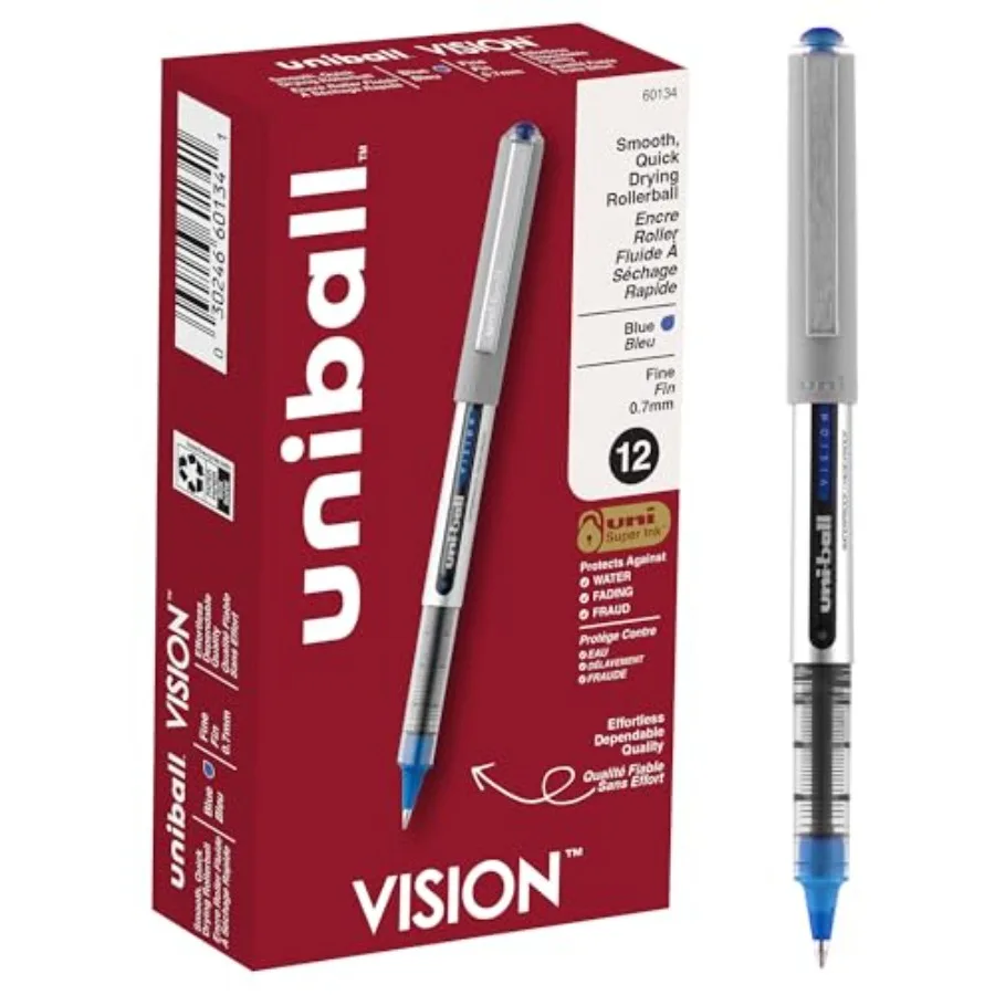 uniball Vision Rollerball Pens with 0.7mm Fine Point, Blue, 12 Count
uniball Vision Rollerball Pens with 0.7mm Fine Point, Blue, 12 Count