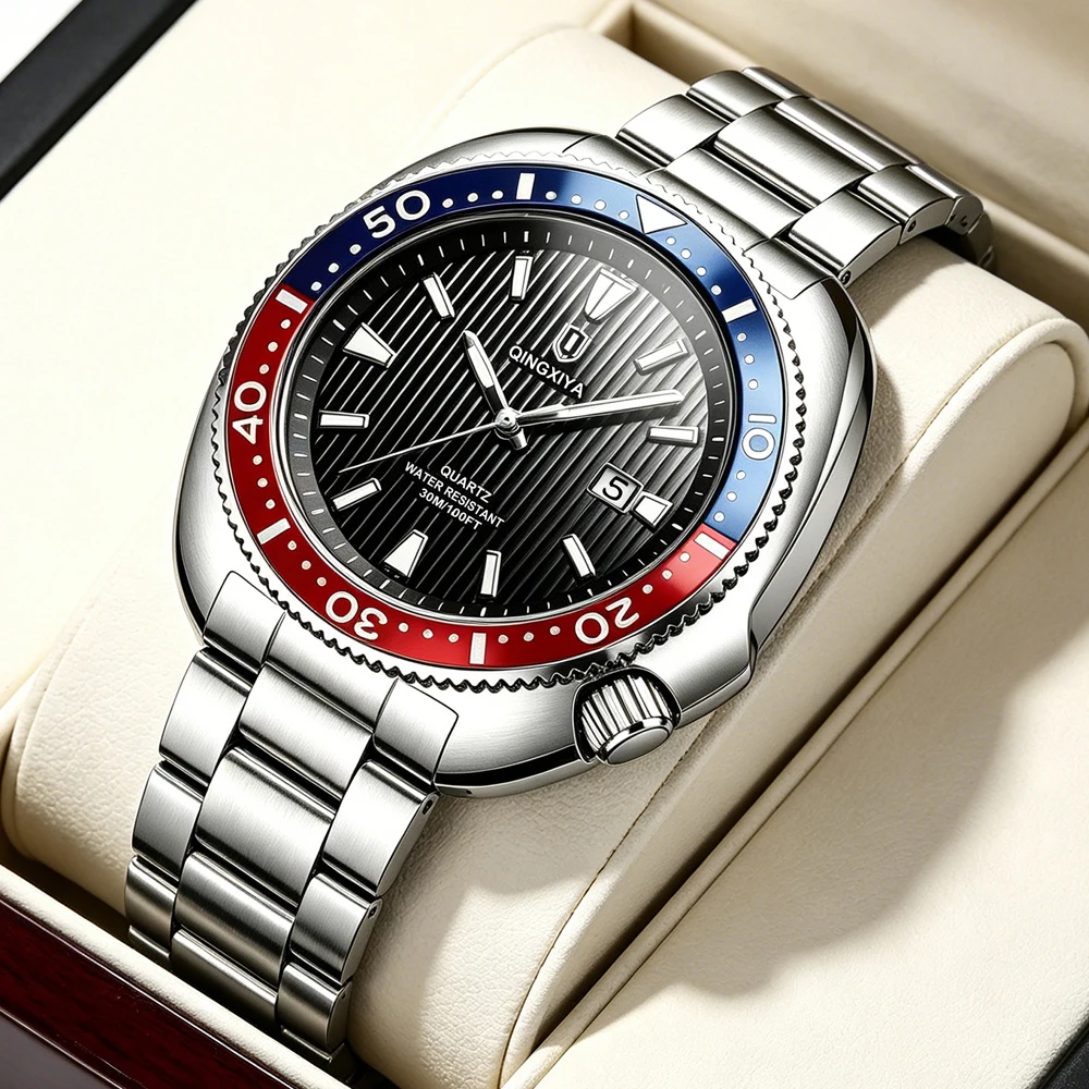 QINGXIYA New Luxury Quartz Watch for Men Fashion Stainless Steel Band Waterproof Casual Wristwatch Male Clock Relogio Masculino
QINGXIYA New Luxury Quartz Watch for Men Fashion Stainless Steel Band Waterproof Casual Wristwatch Male Clock Relogio Masculino