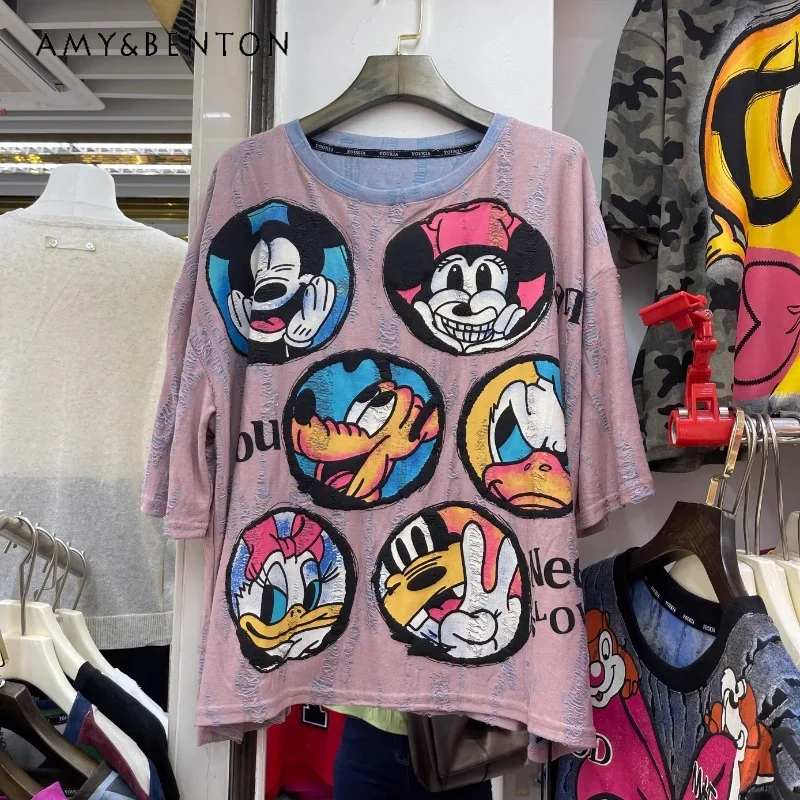 Fashion Brand Heavy Industry Cartoon Cotton Round Neck Short-sleeved Loose Tshirts Women's 2025 Summer New Popular Y2k T-shirt
Fashion Brand Heavy Industry Cartoon Cotton Round Neck Short-sleeved Loose Tshirts Women's 2025 Summer New Popular Y2k T-shirt