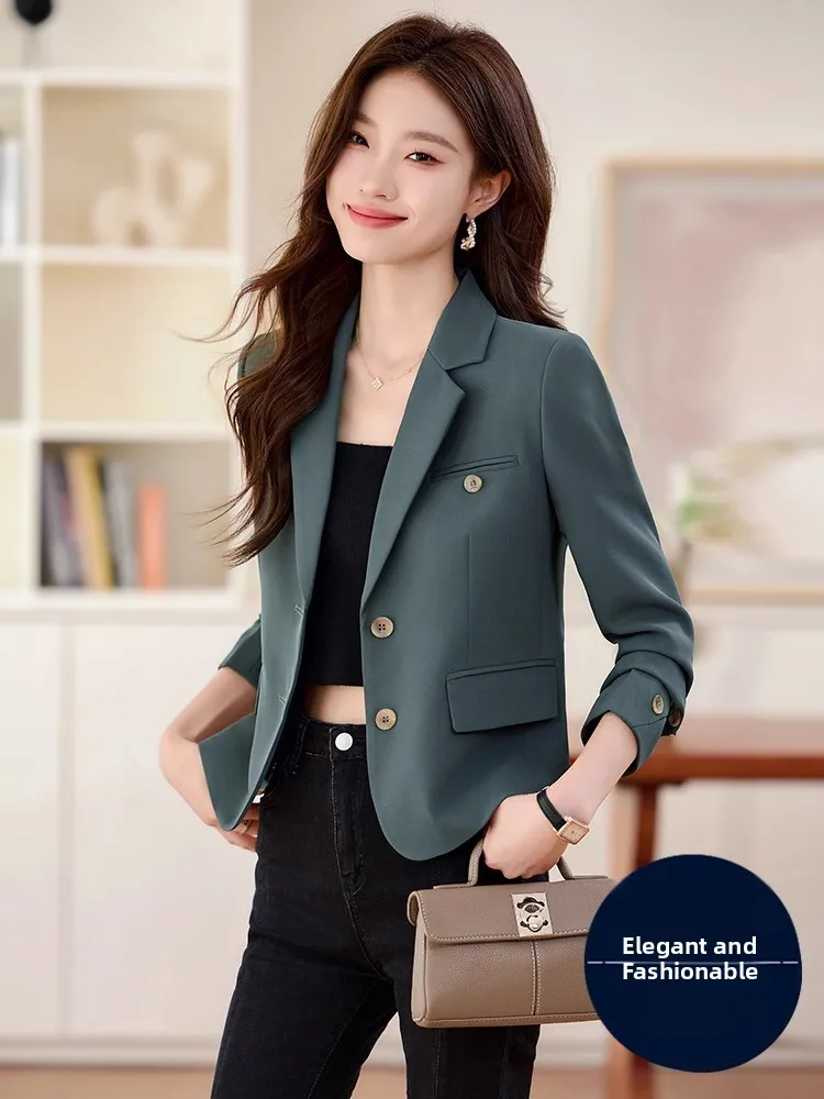Green Suit Jacket Women's Slim Fit Casual High-End Short Style Commute Warm Long Sleeve Pure Color Button Detail Coat
Green Suit Jacket Women's Slim Fit Casual High-End Short Style Commute Warm Long Sleeve Pure Color Button Detail Coat