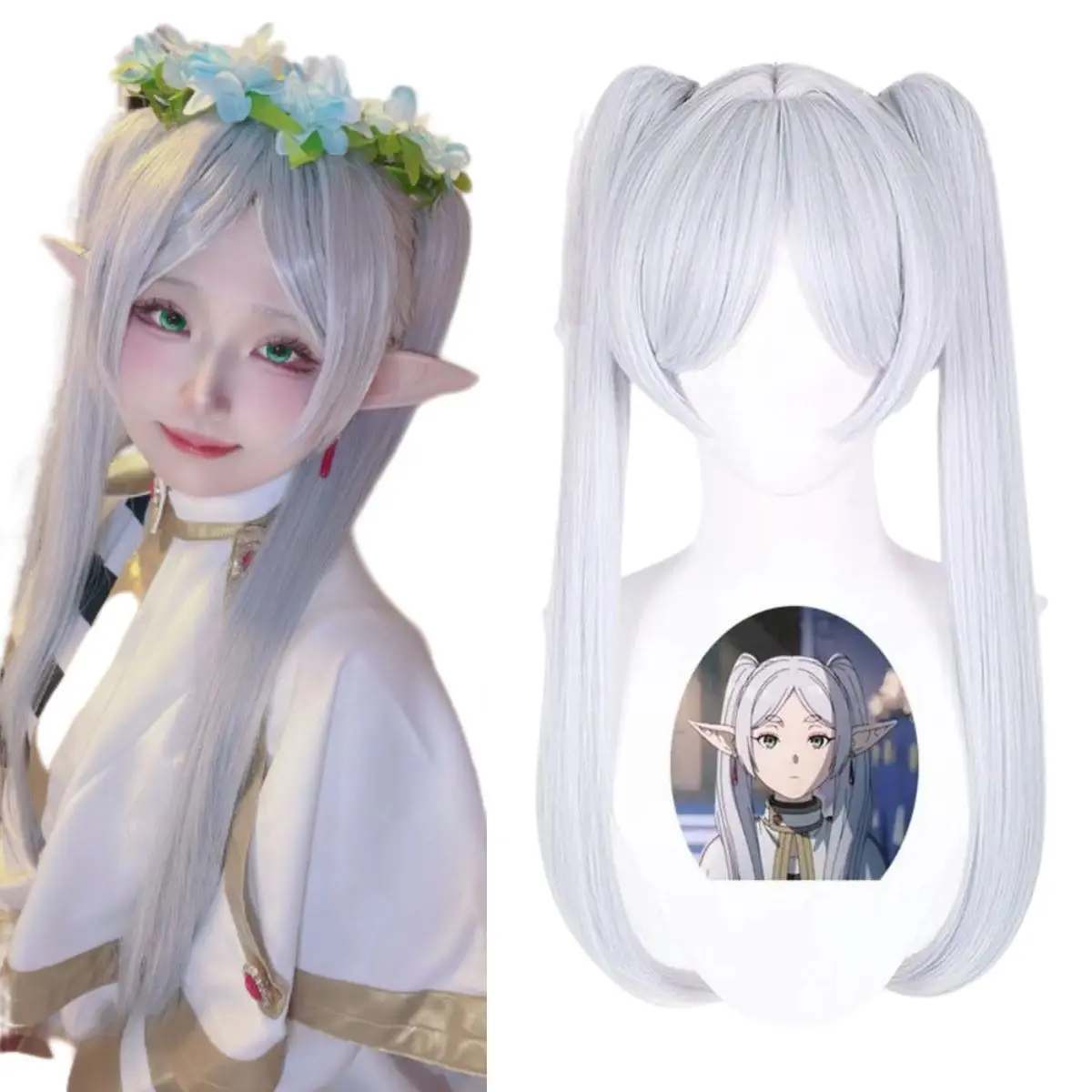 Silver White Synthetic Cosplay Wig Styled Twin Ponytail Clip-In Long Hair with Realistic Scalp Top for Anime Costume Party
Silver White Synthetic Cosplay Wig Styled Twin Ponytail Clip-In Long Hair with Realistic Scalp Top for Anime Costume Party