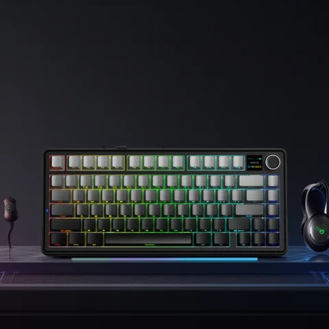 AULA F75 MAX clavier mécanique de jeu 75% filaire/Bluetooth/2.4G clavier e-sports rvb échangeable à chaud avec écran TFT pour PC/Mac ﻿