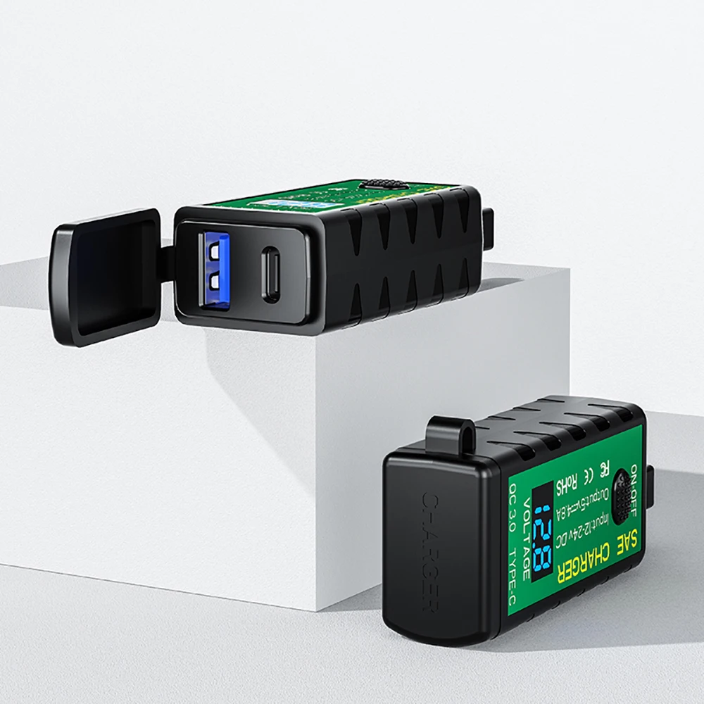 Motorcycle USB Charger 3.1A/4.8A TYPE-C with Voltmeter On/Off Switch for Phone 12V SAE to Dual USB Fast Charging Adapter
Motorcycle USB Charger 3.1A/4.8A TYPE-C with Voltmeter On/Off Switch for Phone 12V SAE to Dual USB Fast Charging Adapter