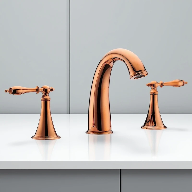 European basin faucet Three-hole split type hot and cold household all-copper faucet
European basin faucet Three-hole split type hot and cold household all-copper faucet