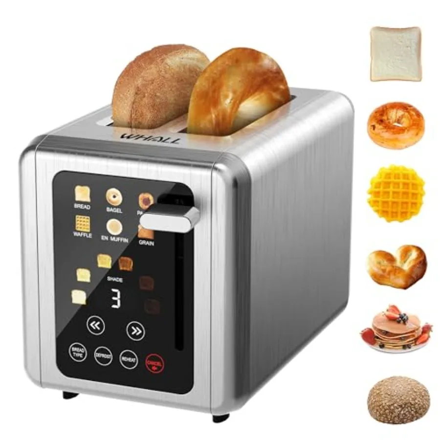 2-Slice Touch Screen Stainless Steel Digital Timer Toaster with Sound Function Smart Extra Wide Slots for Bagel and Defrost Can
2-Slice Touch Screen Stainless Steel Digital Timer Toaster with Sound Function Smart Extra Wide Slots for Bagel and Defrost Can