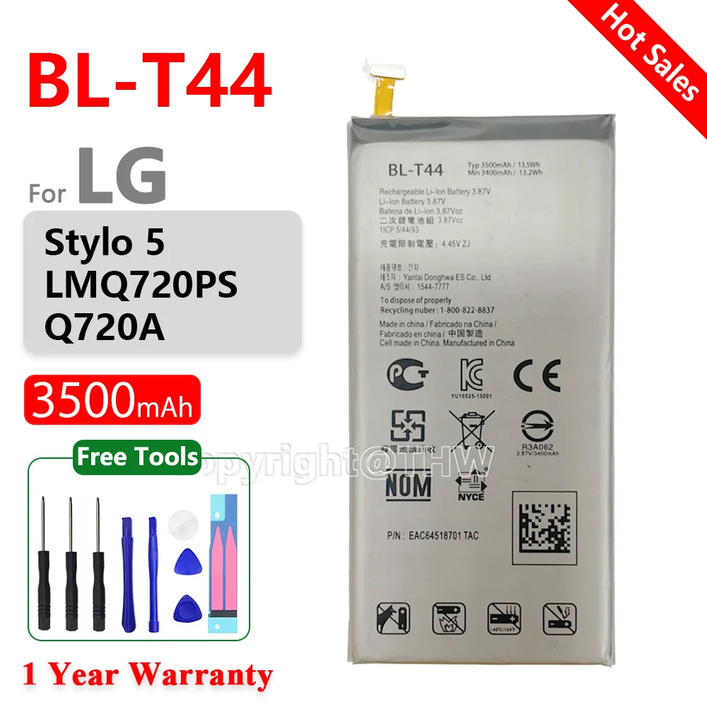 Genuine BL-T44 BL T44 Battery FOR LG Stylo 5 K50 Q60 K40S K51 X6-2019 X6 2019 Mobile Phone Replacement Batteries+Free Tools
Genuine BL-T44 BL T44 Battery FOR LG Stylo 5 K50 Q60 K40S K51 X6-2019 X6 2019 Mobile Phone Replacement Batteries+Free Tools