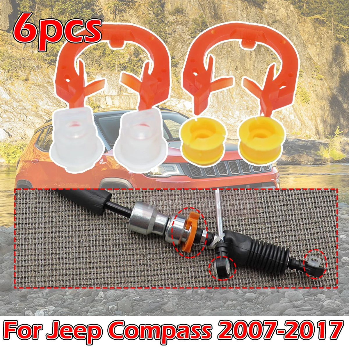 6Pcs Gear Shift Cable Bushing Gearbox Pull Head Lever Line Sleeve Transfer Case Retainer Clip For Jeep Compass 2007 2008-2017
6Pcs Gear Shift Cable Bushing Gearbox Pull Head Lever Line Sleeve Transfer Case Retainer Clip For Jeep Compass 2007 2008-2017