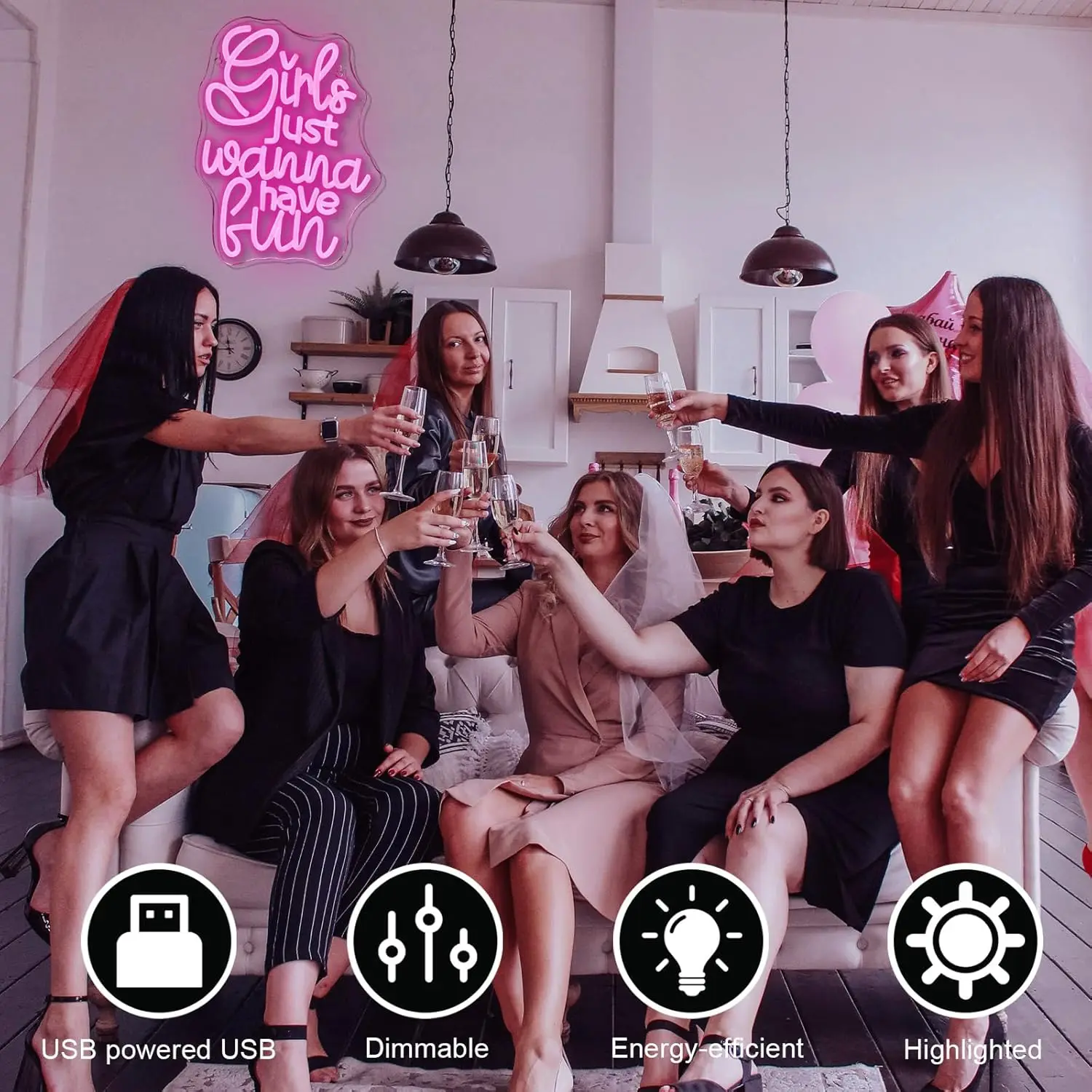 Girls Just Wanna Have Fun Neon Sign 80's Party Decoration Retro Pink LED Neon Light Sleepover Party Girl Wall Decor for Bedroom
Girls Just Wanna Have Fun Neon Sign 80's Party Decoration Retro Pink LED Neon Light Sleepover Party Girl Wall Decor for Bedroom