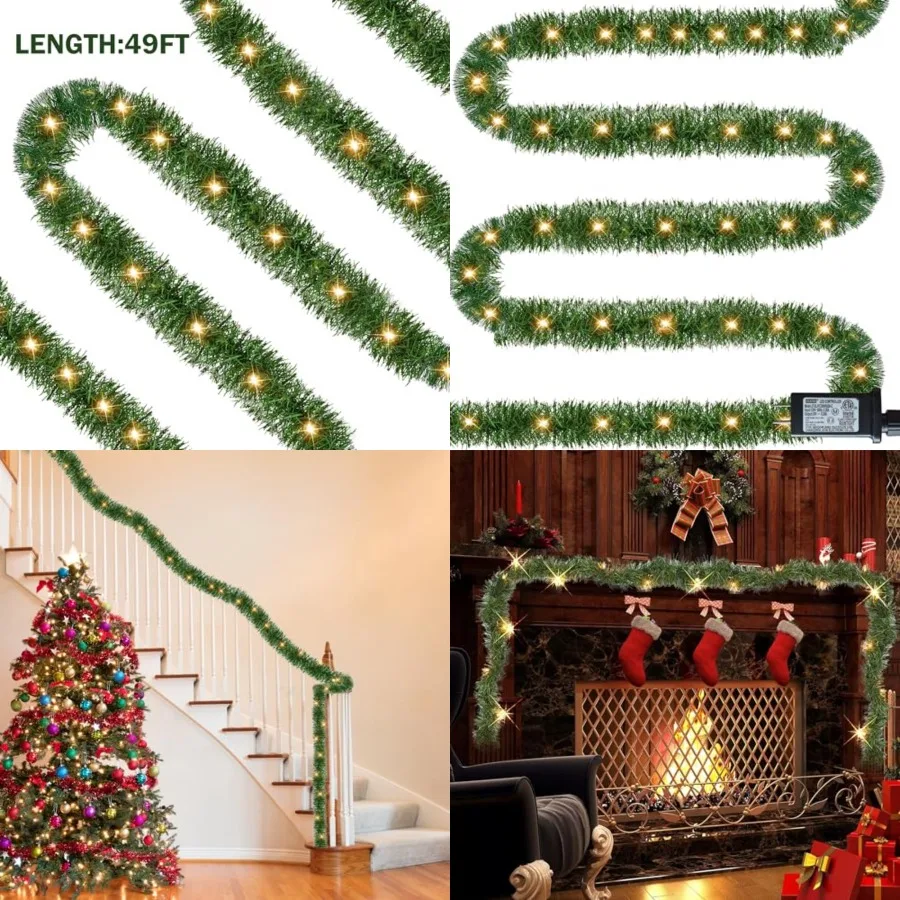 50 Feet Pre-lit Christmas Green Garland, 150 LED Lights Lighted Artificial Pine Garlands, for Indoor Outdoor Christmas Decor Ho
50 Feet Pre-lit Christmas Green Garland, 150 LED Lights Lighted Artificial Pine Garlands, for Indoor Outdoor Christmas Decor Ho