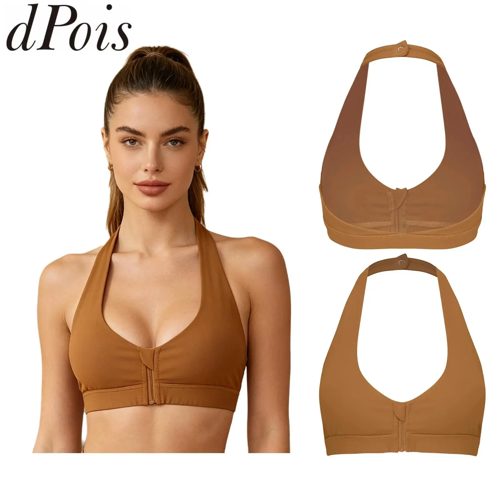 Women Halter Padded Sports Yoga Bra Tank Top Solid Color Deep V Neck Backless Vest Zipper Front Crop Top for Workout Gym Fitness
Women Halter Padded Sports Yoga Bra Tank Top Solid Color Deep V Neck Backless Vest Zipper Front Crop Top for Workout Gym Fitness