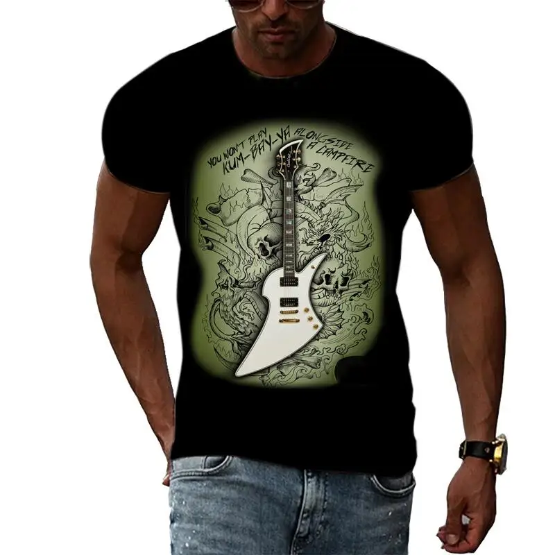 Summer Leisure GUITAR Pattern Men's T-shirt Hip Hop 3D Print Personality Rod Neck Short Sleeve Tops Fashion Clothes
Summer Leisure GUITAR Pattern Men's T-shirt Hip Hop 3D Print Personality Rod Neck Short Sleeve Tops Fashion Clothes