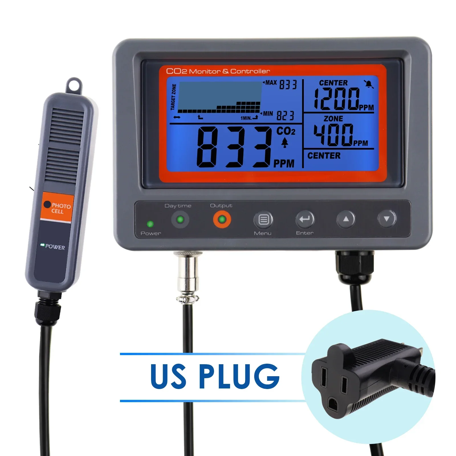 Digital CO2 IAQ Monitor Controller 45M Cable NDIR Sensing Probe w/ Relay Function Green House Home, Office, Factory 
Digital CO2 IAQ Monitor Controller 45M Cable NDIR Sensing Probe w/ Relay Function Green House Home, Office, Factory