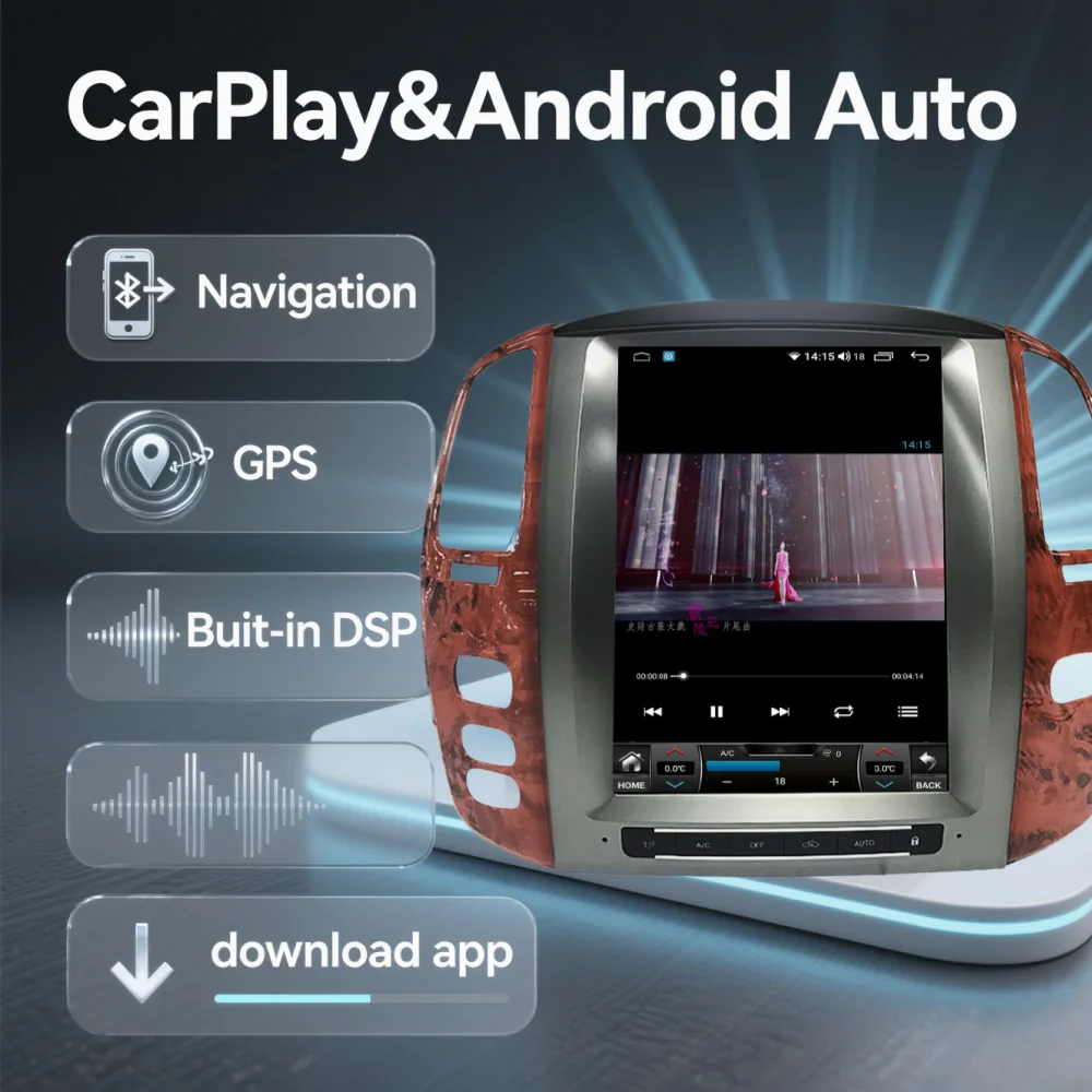 Android 14 Vertical Screen Tape Recorder For Toyota Land Cruiser 100 LC100 For Lexus LX470 2002-2008 Carplay GPS Car Video Playe
Android 14 Vertical Screen Tape Recorder For Toyota Land Cruiser 100 LC100 For Lexus LX470 2002-2008 Carplay GPS Car Video Playe