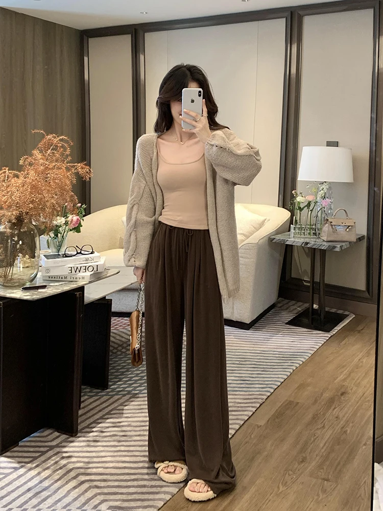 High Waist Wide Leg Pants Women's Early Autumn New Sle Smooth Loose Casual Straight Long Pants Rice Noodle Pants Floor Length
High Waist Wide Leg Pants Women's Early Autumn New Sle Smooth Loose Casual Straight Long Pants Rice Noodle Pants Floor Length