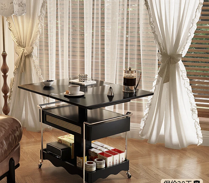 Lifting folding coffee table medieval solid wood edge table living room household multi-functional French mobile trolley
Lifting folding coffee table medieval solid wood edge table living room household multi-functional French mobile trolley