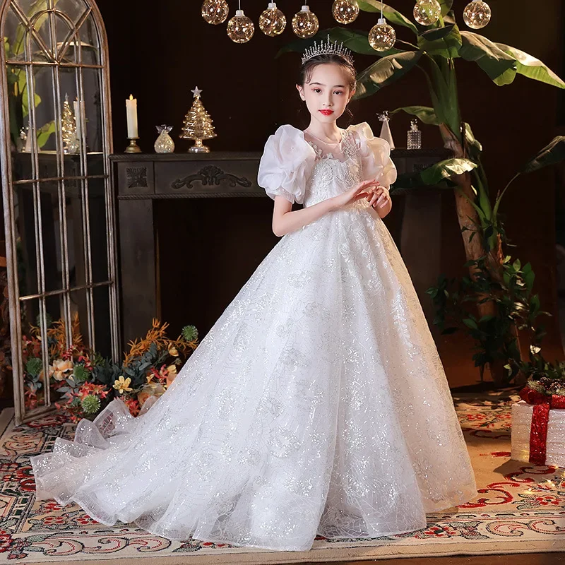 Fancy Flower Girl Long White Dress Children Show Performance Dresses Kids Sequins Luxury Gowns Girls Elegant Prom Vestidos
Fancy Flower Girl Long White Dress Children Show Performance Dresses Kids Sequins Luxury Gowns Girls Elegant Prom Vestidos