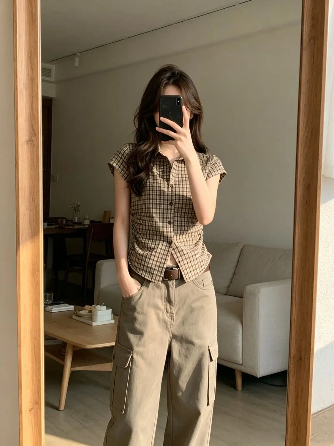 Retro Coffee Grid Short Sleeve Collar Women's Shirt Spring Summer New Style Slimming Personality Top Trendy Commute Wind
Retro Coffee Grid Short Sleeve Collar Women's Shirt Spring Summer New Style Slimming Personality Top Trendy Commute Wind