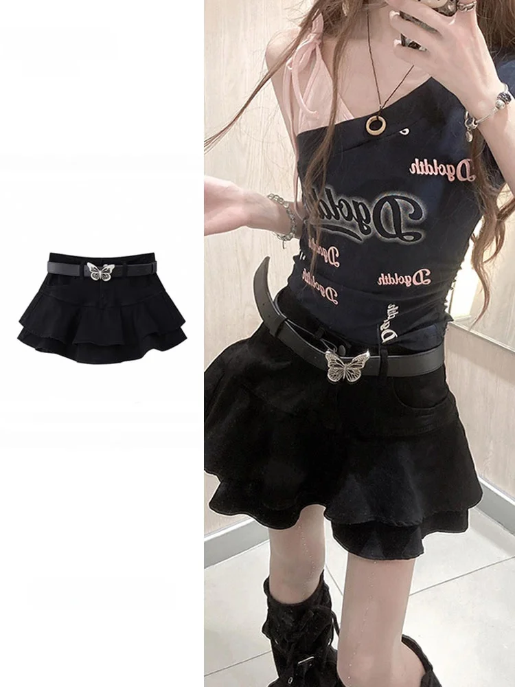High Waist Black Denim Pleated Skirt Women's Summer New Style Slimming Lace Trim Cake Skirt Short Skirt Fashion Set
High Waist Black Denim Pleated Skirt Women's Summer New Style Slimming Lace Trim Cake Skirt Short Skirt Fashion Set