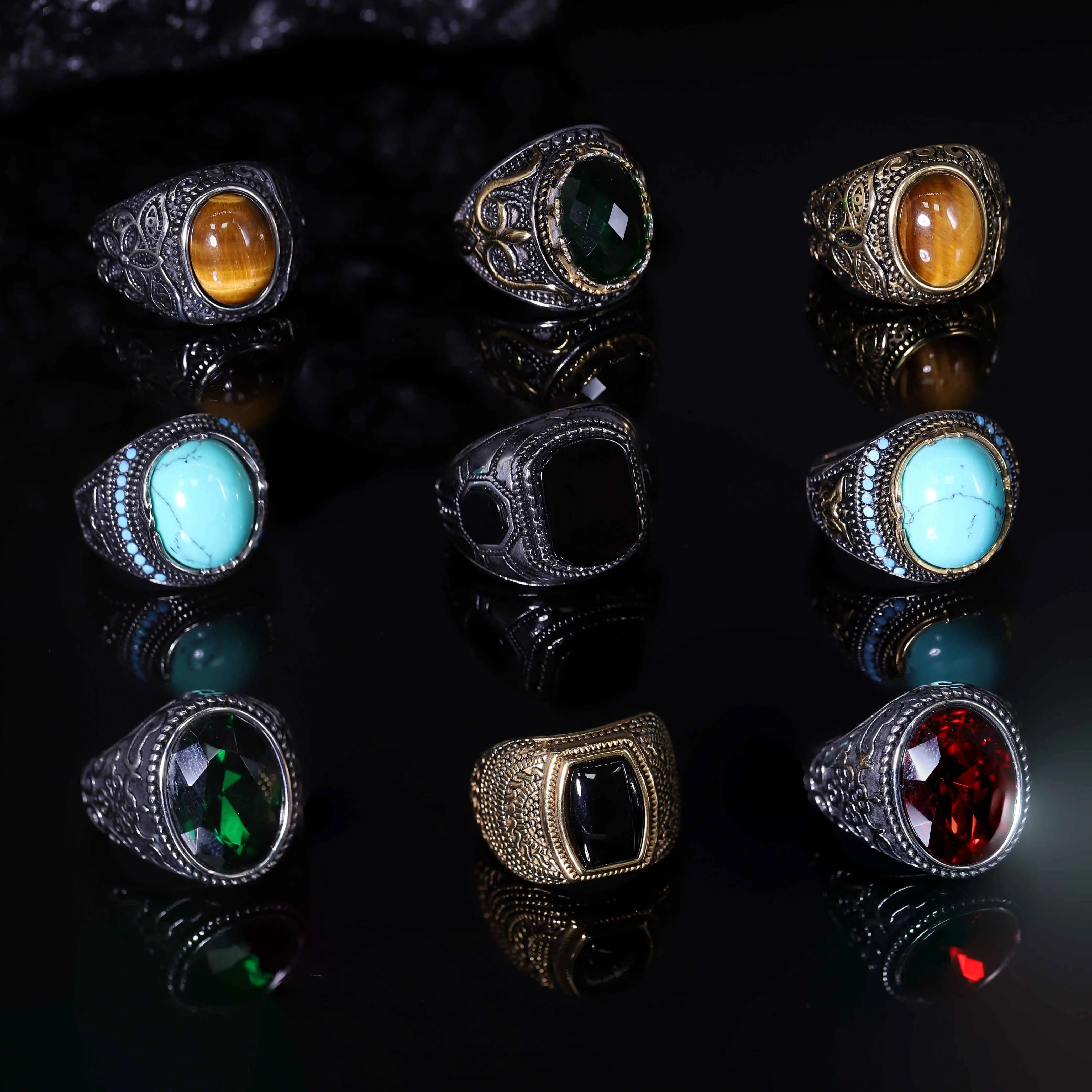 Vintage Oval Turquoise Tribal Retro Punk Stainless Steel Ring Artisan Engraved Inset Cat Eye Stone Flat Onyx Gemstone Ring
Vintage Oval Turquoise Tribal Retro Punk Stainless Steel Ring Artisan Engraved Inset Cat Eye Stone Flat Onyx Gemstone Ring