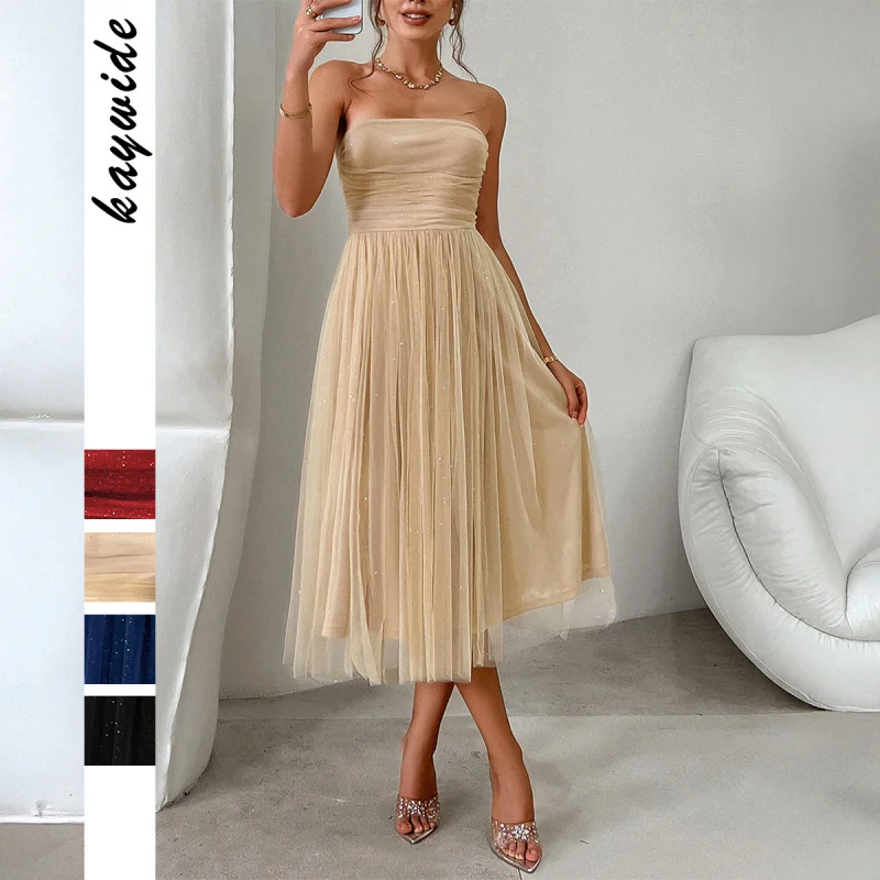 2025 Spring and Summer Sexy Tube Top High-Grade Mesh Party Dinner Mid-Length Dress C001
2025 Spring and Summer Sexy Tube Top High-Grade Mesh Party Dinner Mid-Length Dress C001