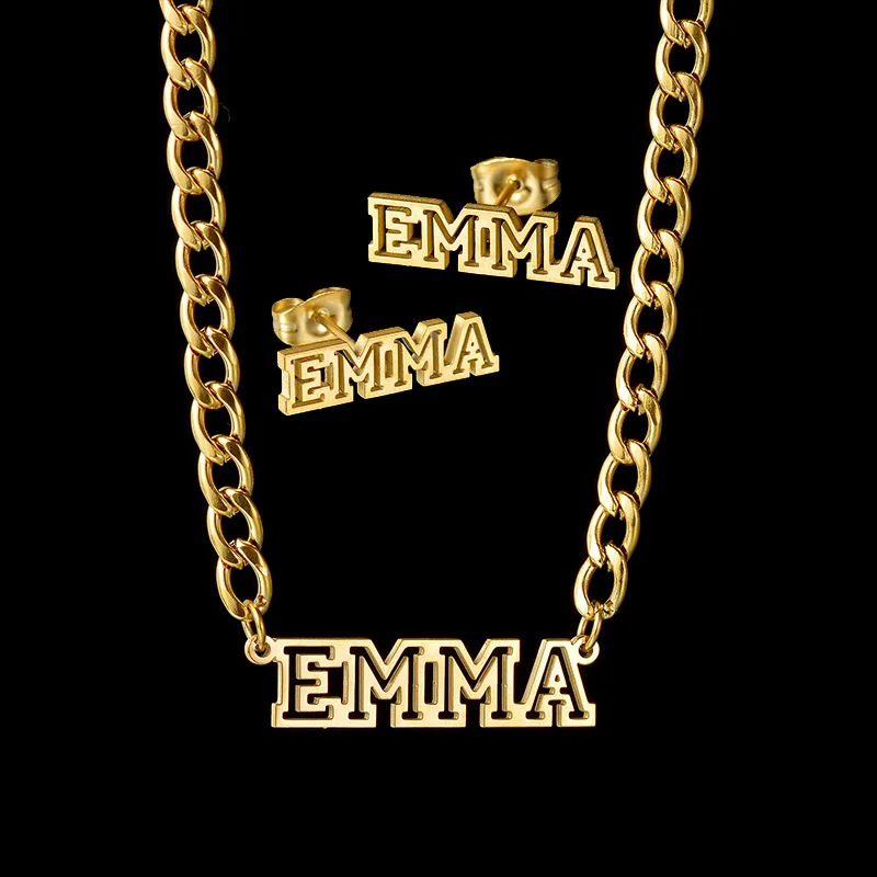 Nectvance Custom Name Stud Earrings Necklace For Men Women Personalized Stainless Steel Hollow Design Jewelry Set Birthday Gifts
Nectvance Custom Name Stud Earrings Necklace For Men Women Personalized Stainless Steel Hollow Design Jewelry Set Birthday Gifts