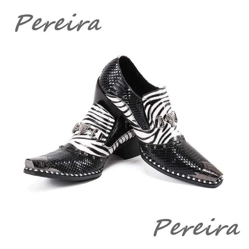 Black White Striped Metal Buckle Men's Formal Shoes Iron Toe Genuine Leather Business Casual Shoes Luxury Party Male Dress Shoes
Black White Striped Metal Buckle Men's Formal Shoes Iron Toe Genuine Leather Business Casual Shoes Luxury Party Male Dress Shoes
