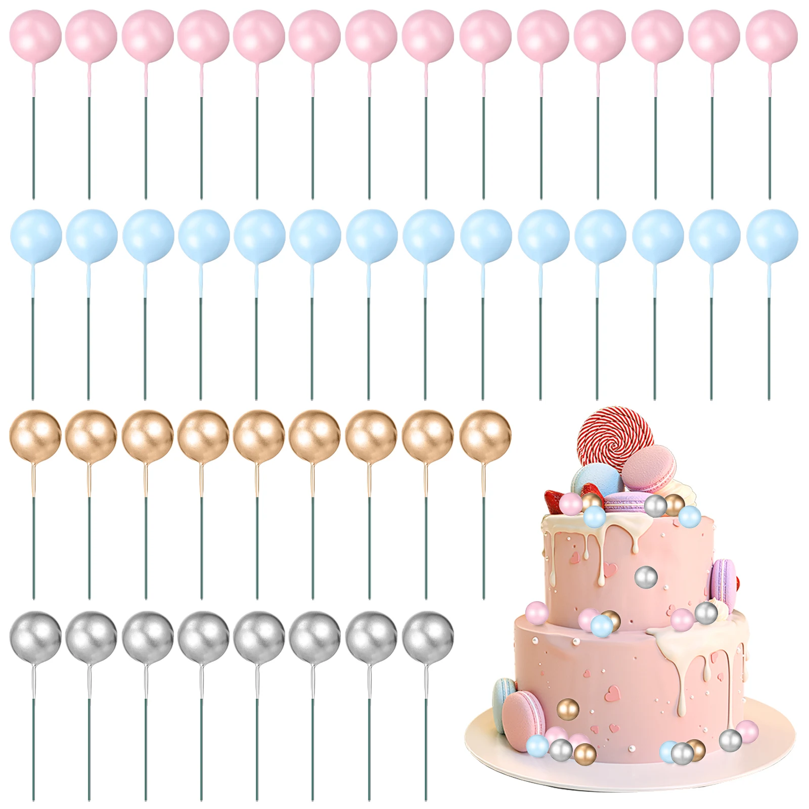 80 pcs Cake Toppers Decorative Balls 2cm Gold Silver Blue Pink DIY Cupcake Picks Birthday Party Favor Cake Decor
80 pcs Cake Toppers Decorative Balls 2cm Gold Silver Blue Pink DIY Cupcake Picks Birthday Party Favor Cake Decor
