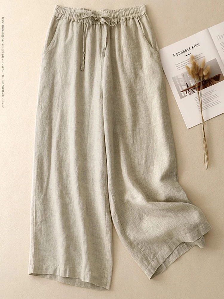 Retro Linen Wide Leg Pants Women Summer Thin Loose High Waist Drapey Straight Casual Cotton Linen Nine-Five Pants
Retro Linen Wide Leg Pants Women Summer Thin Loose High Waist Drapey Straight Casual Cotton Linen Nine-Five Pants