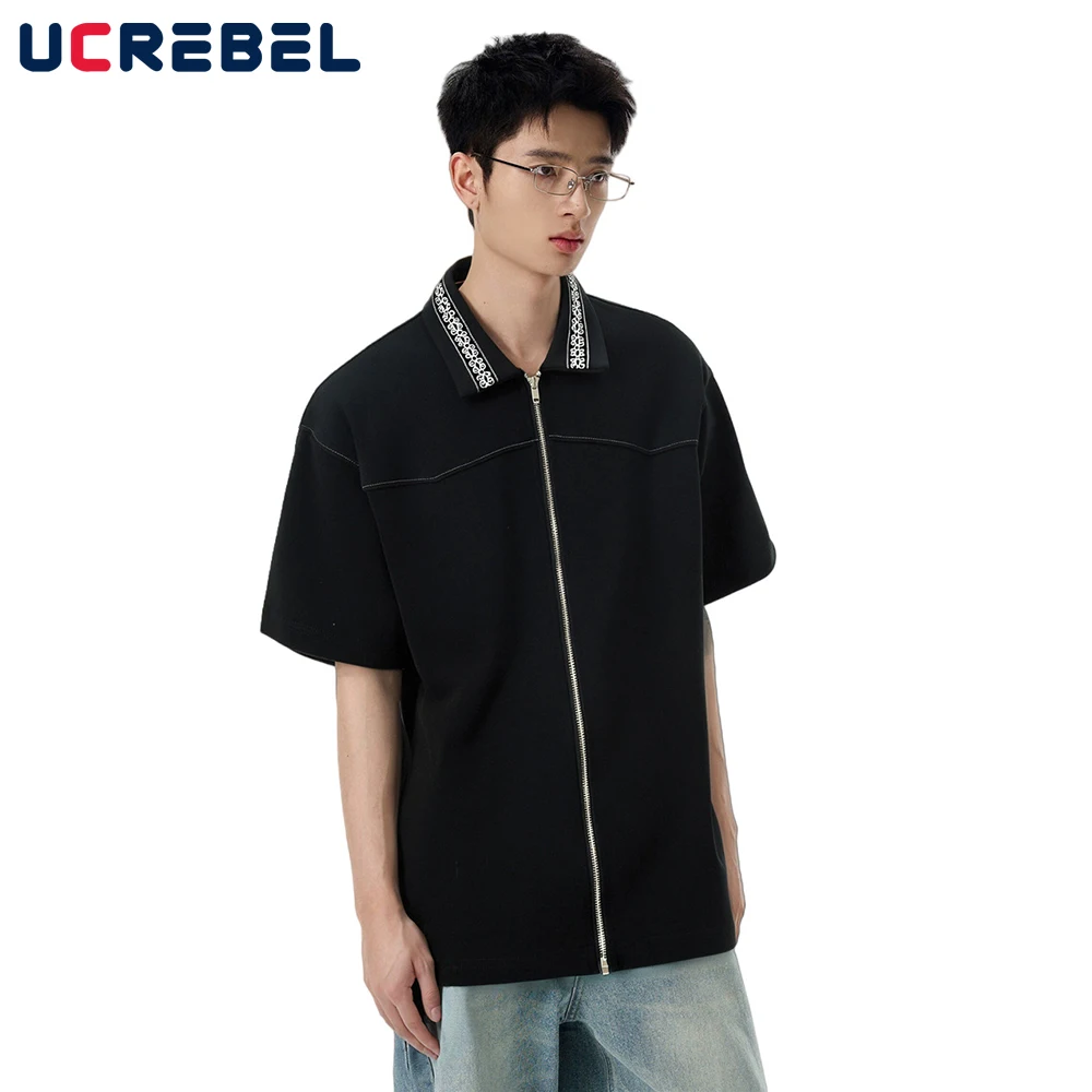 Lapel Embroidery Short Sleeve Shirts Mens Spliced Retro High Street Lapel Zipper Fly Half-Sleeve Shirts Men
Lapel Embroidery Short Sleeve Shirts Mens Spliced Retro High Street Lapel Zipper Fly Half-Sleeve Shirts Men