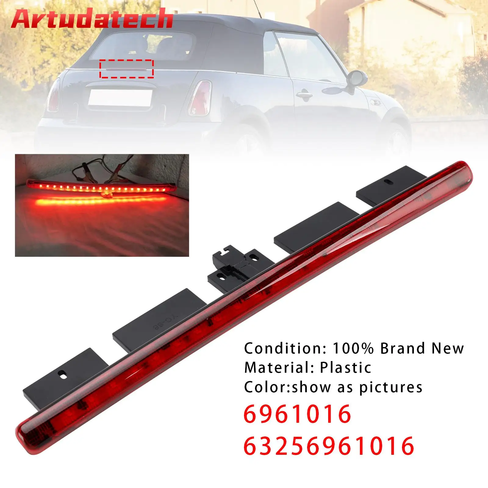 Artudatech Rear Third Brake Light 63256961016 For Mini Cooper Convertible R52 03-08 Red
Artudatech Rear Third Brake Light 63256961016 For Mini Cooper Convertible R52 03-08 Red