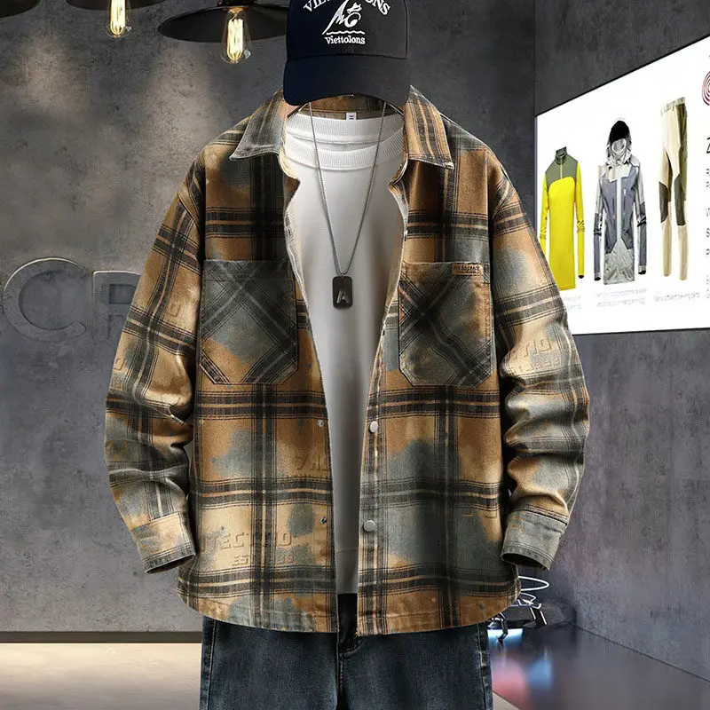 Spring New Men's Casual Sle Loose Long Sve Plaid Faionable Denim Jaet Youth Collar Hipster Haome All-Match Outerwear
Spring New Men's Casual Sle Loose Long Sve Plaid Faionable Denim Jaet Youth Collar Hipster Haome All-Match Outerwear
