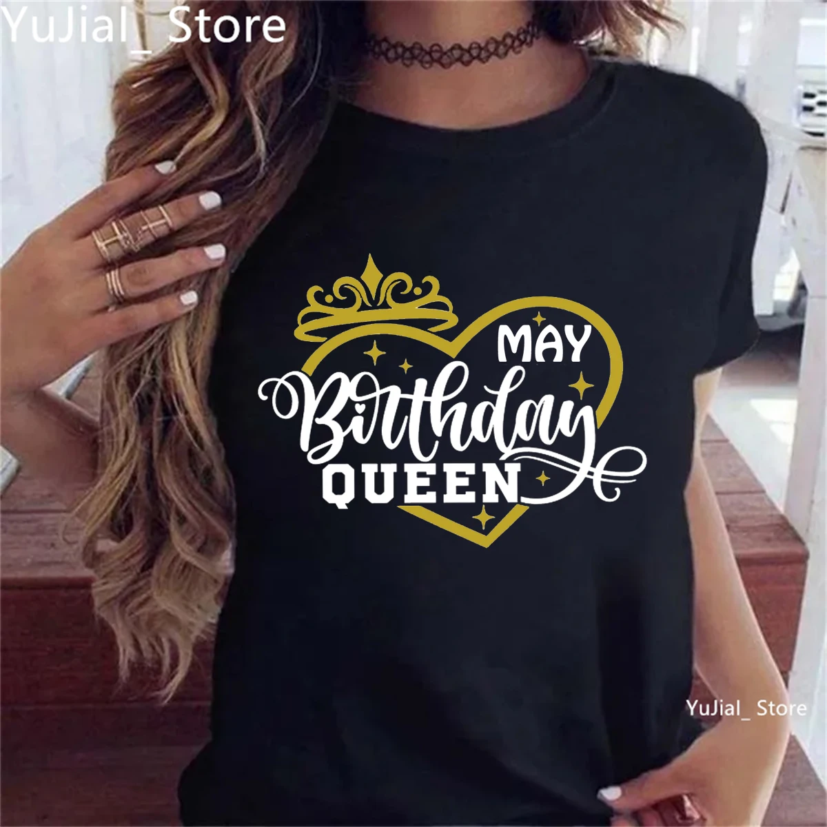 Футболка с принтом короны Love May Birthday Queen для девочек, летняя модная футболка для дня рождения, женская черная/белая/розовая/серая футболка
Футболка с принтом короны Love May Birthday Queen для девочек, летняя модная футболка для дня рождения, женская черная/белая/розовая/серая футболка