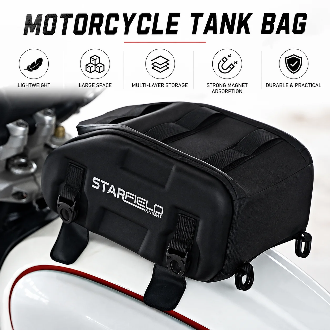 Magnetic Tank Bag Motorcycle Saddlebag Waterproof Large Capacity Vintage Riding Gear Storage Bag for Motorcycle Scooter Cruiser
Magnetic Tank Bag Motorcycle Saddlebag Waterproof Large Capacity Vintage Riding Gear Storage Bag for Motorcycle Scooter Cruiser