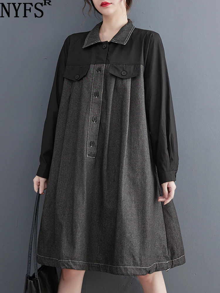 NYFS 2023 New Autumn Vintage Woman Dress Vestidos Robe Elbise Loose Plus Size Solid Long Sleeve Denim Patchwork Shirt Dress
NYFS 2023 New Autumn Vintage Woman Dress Vestidos Robe Elbise Loose Plus Size Solid Long Sleeve Denim Patchwork Shirt Dress
