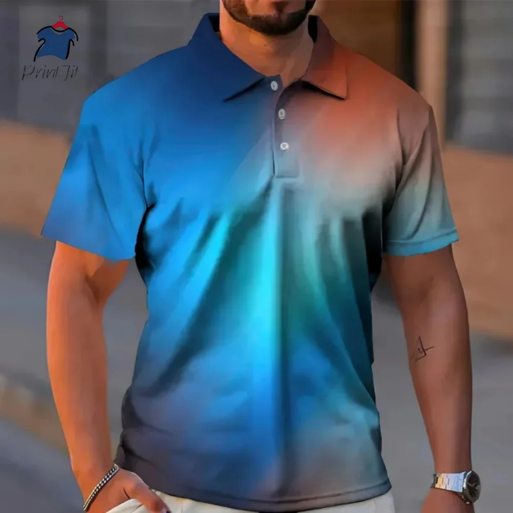 Men's Fashion Gradient Color Polo Shirt Lapel Golf Shirt Short Sleeve Printed Button Clothing Fashion Design Casual Breathable
Men's Fashion Gradient Color Polo Shirt Lapel Golf Shirt Short Sleeve Printed Button Clothing Fashion Design Casual Breathable